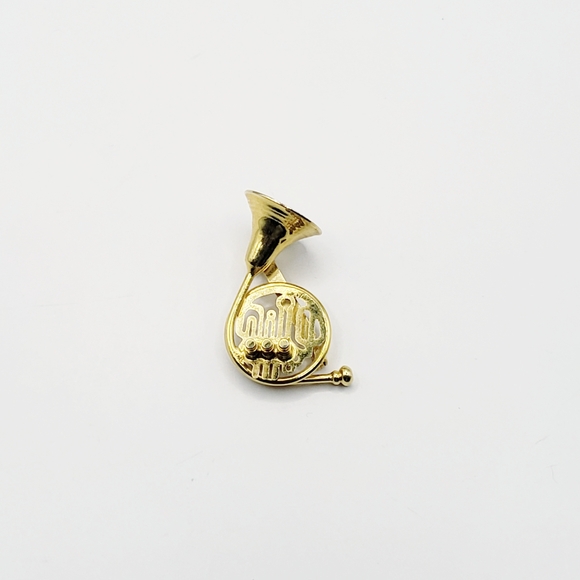 Gold French Horn Brooch - Picture 1 of 10